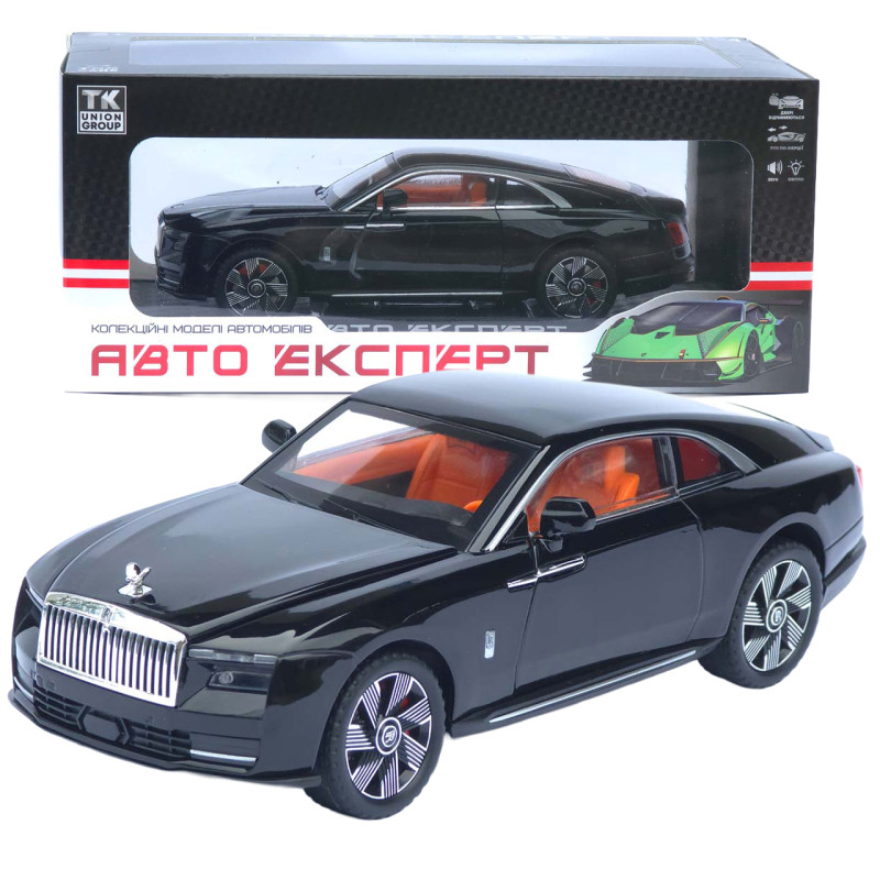 Машинка металева Rolls-Royce Spectre чорна 1:24 світло звук відкр двері капот багажник (1416-28)