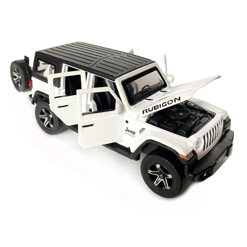 Іграшкова машинка металева Jeep Wrangler Unlimited Rubicon, Джип, білий, звук, світло, інерція, откр двері, капот, Автоексперт, 1:32,15*7*5,5см (ТК-11213/43560)