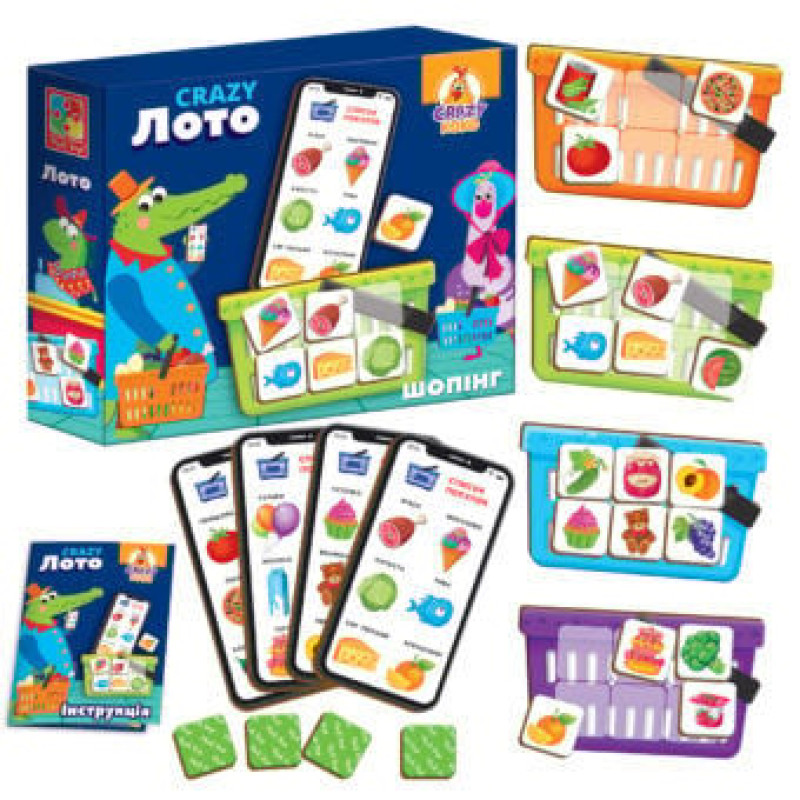Настільна гра "Crazy Лото" Шопінг, Vladi Toys, укр (VT 8055-09)
