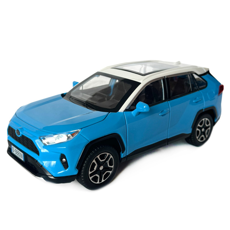 Машинка металева Toyota RAV4 Sport Тойота рав 4 спорт синя 1:22 звук світло інерція відкр двері багажник капот гумові колеса 19*7*8см (AP-1989)