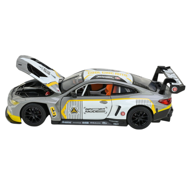 Машина метал BMW M4 GT3 БМВ Автопром сіра 1:24 світло звук 21*8,5*6 см (68282A(G))
