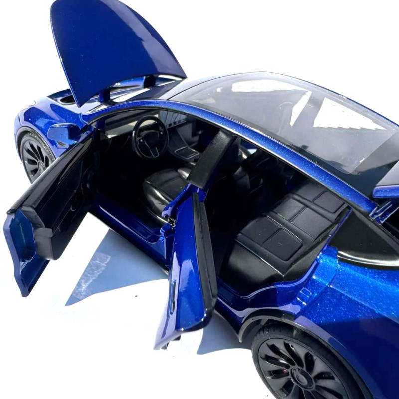 Машинка метал Tesla model Y електрокар синя Тесла 1:24 відкр двері баг капот звук світло 19*6,5*8,5см (EL 70333)