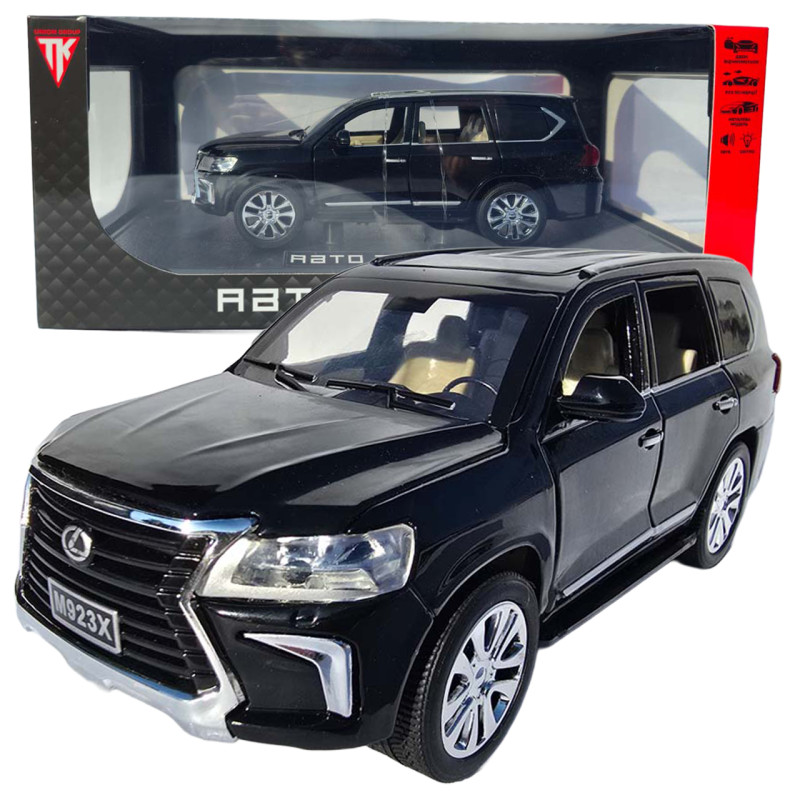 Машинка металл Lexus LX 570 черная 1:24 свет звук инерция откр двери капот багажник 20×8×7,5 см (RS-42075)