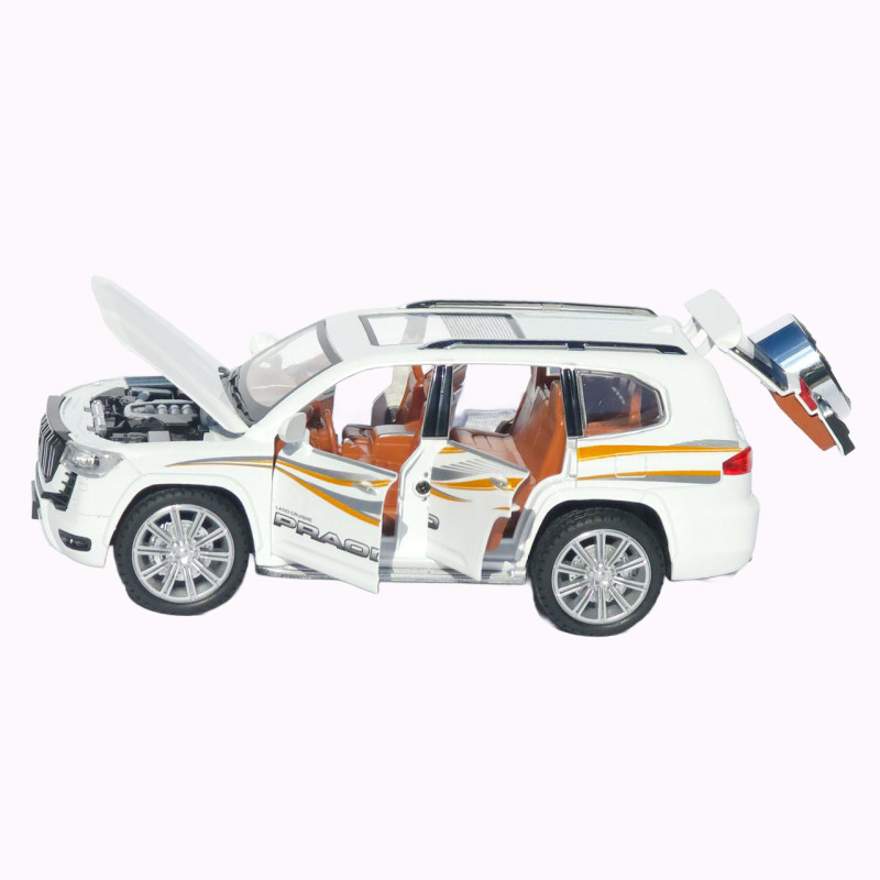 Машинка метал Toyota Land Cruiser Prado АвтоЕксперт біла 1:24 звук світло відкриваються двері капот багажник (1200-57)