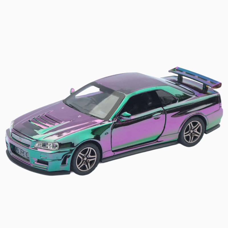 Машинка метал Nissan Skyline GT-R (R34) АвтоЕксперт хамелеон 1:32 звук світло інерція (ТК-9360)