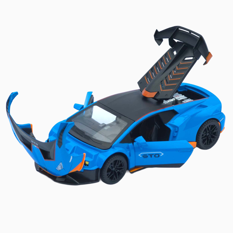 Машинка метал Lamborghini Huracan STO блакитна 1:24 звук світло відчин двері капот багажник (2511-98)