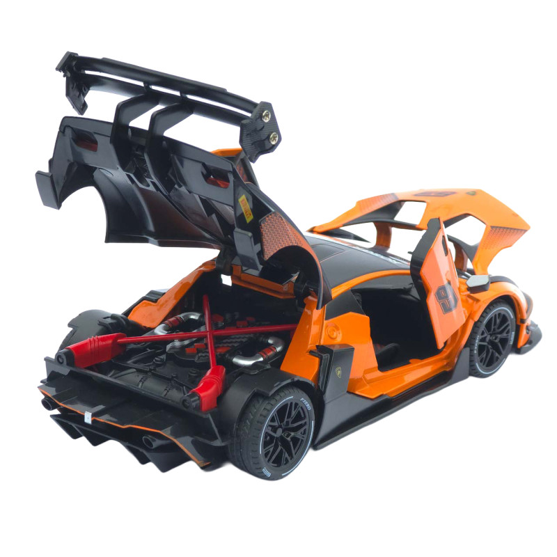 Машинка метал Lamborghini Essenza SCV12 помаранчева 1:24 звук світло відчин двері капот багажник (1650-05)