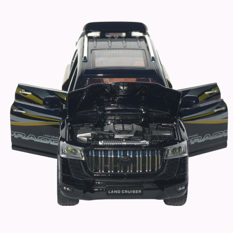 Машинка метал Toyota Land Cruiser Prado АвтоЕксперт чорна 1:24 звук світло відк двері капот багажник (1200-57)