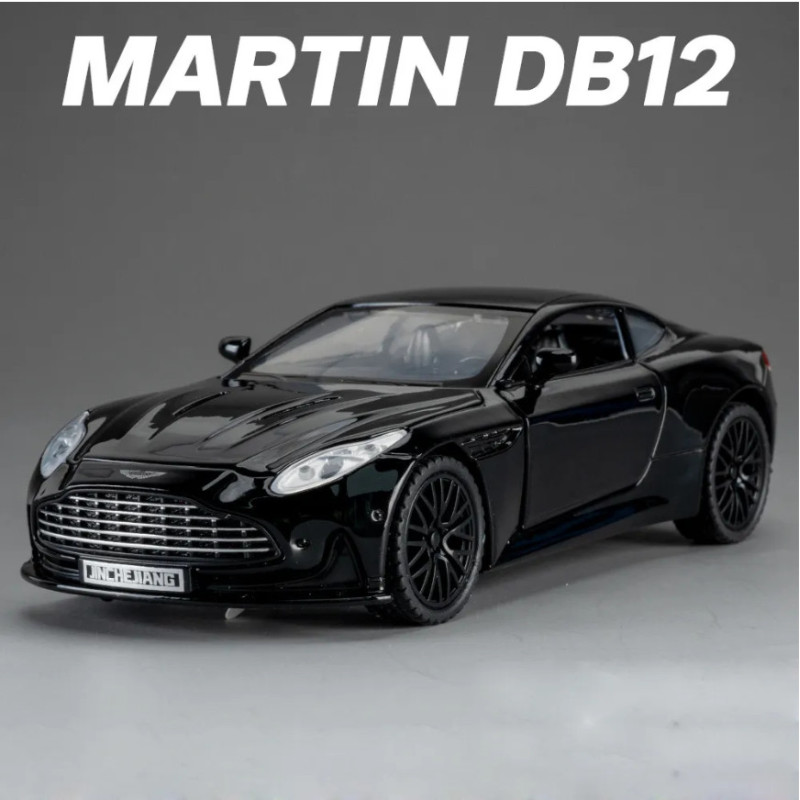 Машинка метал Aston Martin DB12 GT чорна 1:32 світло звук 15,5*6,5*4см (84112)