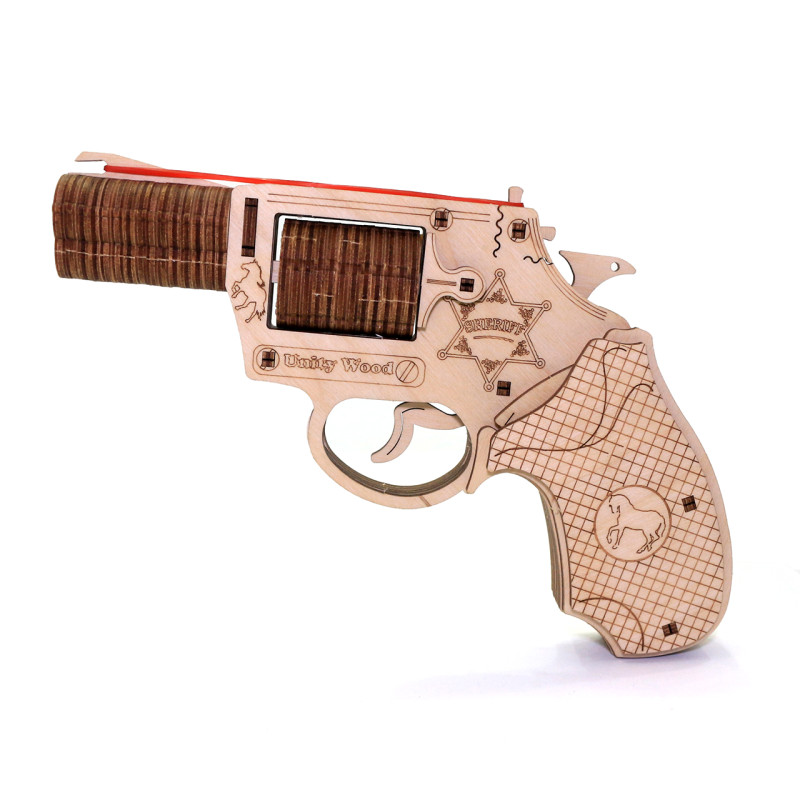 Дерев'яний 3D конструктор Револьвер Рейнджер з мішенями UnityWood Revolver Ranger 83 деталі 18 * 12 * 2,7 см (UW-010)