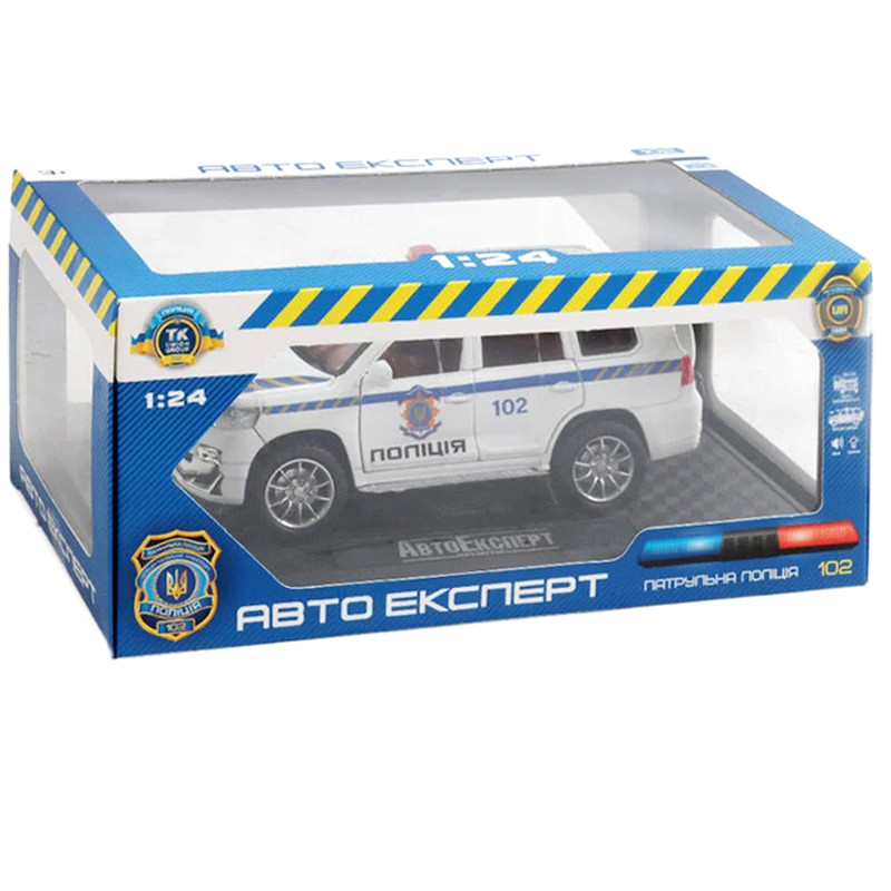 Машинка металева Поліція Toyota Land Cruiser Prado Тойота 1:24 інерція відкр двері баг капот звук світло 21*10*8,5см (41952)