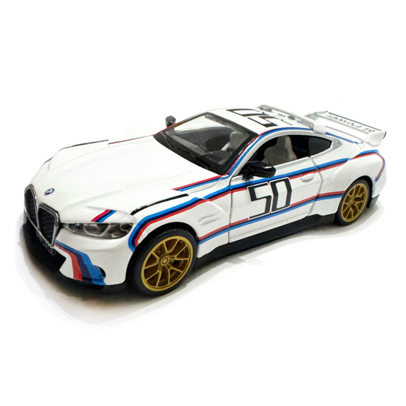 Машинка металева BMW 3.0 CSL БМВ біла 1:34 світло звук відкр двері 13*7*4см (68732А)