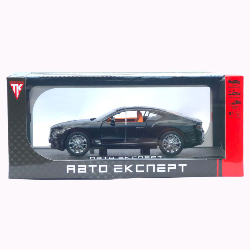 Машинка метал Bentley Continental GT АвтоЕксперт чорна 1:24 звук світло відкр двері капот багажник (RS-93415)