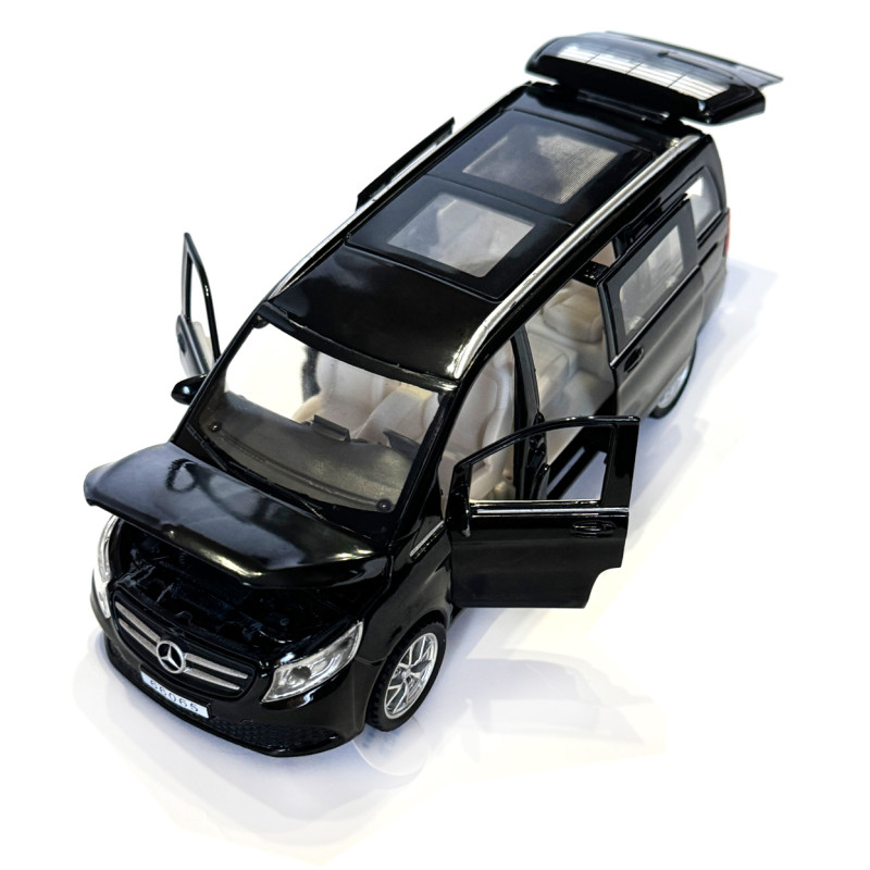 Машинка металева Mercedes Benz Vito V260 мерседес віто мікроавтобус чорний 1:32 світло звук відкриваються двері баг капот резинові колеса 16*7*6 см (AP-1826)