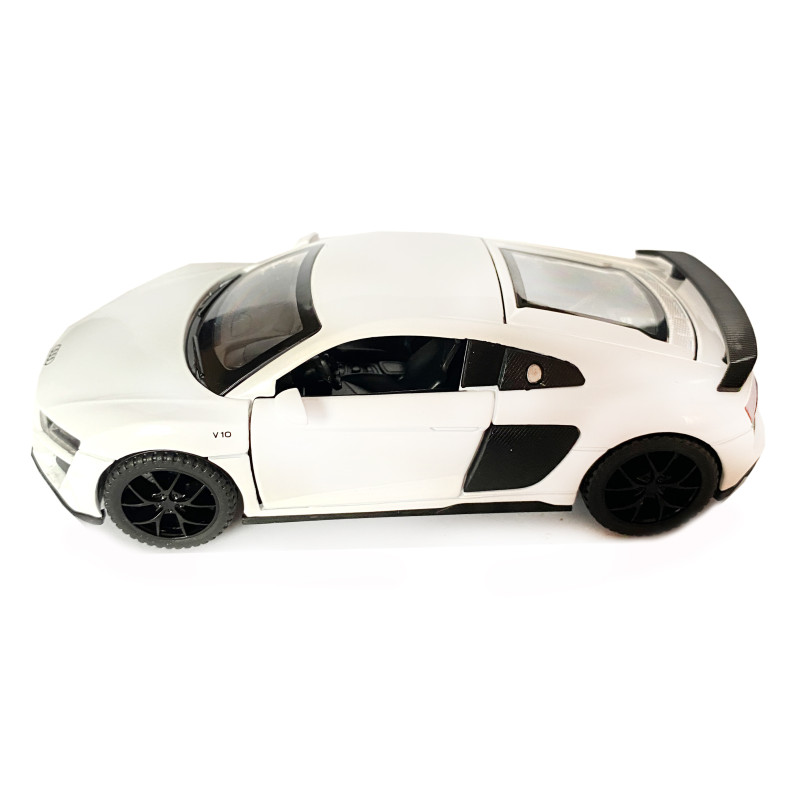 Іграшкова машинка металева Audi R8 V10 performance, Ауді, біла, звук, світло, інерція, відкр двері, багажник, капот, Автоексперт, 1:32,14*7*4,5см (ТК-16650)