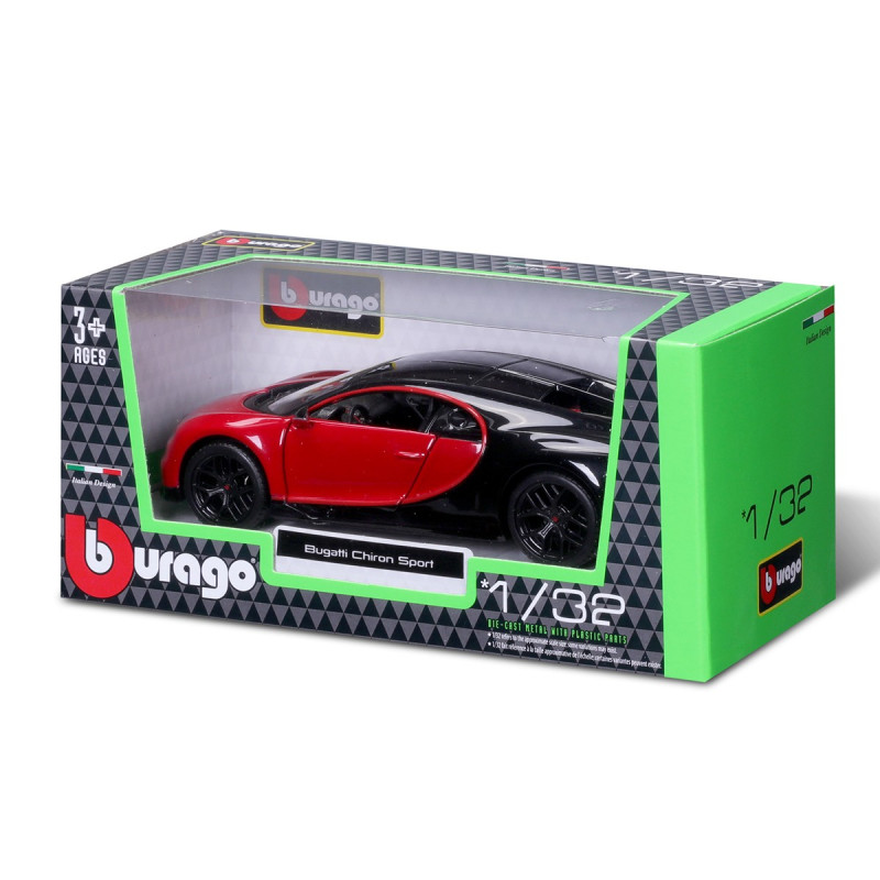 Машинка металева Bugatti Chiron Sport Bburago 1:32 Бугатті відкр двері чорно-червоний 13*4*6 см (18-43061)