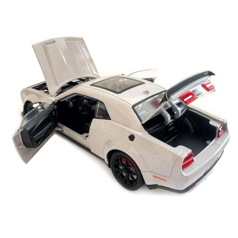 Машинка металева Dodge Challenger SRT Додж сіра 1:24 звук світло відкр двері баг капот 20*7*5,5см (GT-12099)