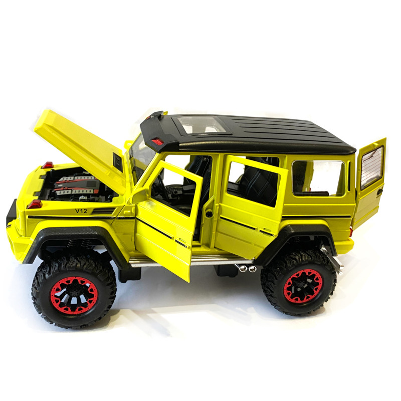 Машинка металева дитяча Mercedes G500 мерседес, жовтий, Автоексперт, 1:24, світло, інерція, відкриваються двері, багажник, капот, 20*10*11см (GT - 09002)
