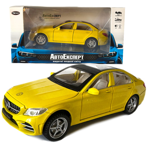 Машинка металева Mercedes-Bens C260L Мерседес-Бенц 1:32 АвтоЕксперт жовта світло звук відкр двері багажник капот інерція 16*7*5 см (DL-47020)