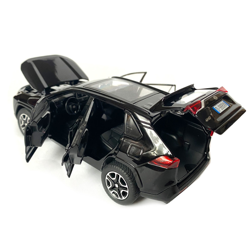 Іграшкова машинка металева Toyota RAV4 Sport, Тойота рав спорт, чорна, звук, світло, інерція, відкр двері, багажник, капот, Автоексперт, 1:32,14,5*7*6см (40962)