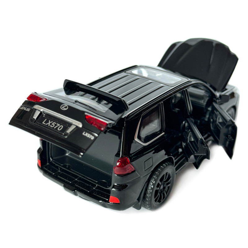 Машинка металева Lexus LX570 Лексус чорний 1:32 звук світло інерція відкр двері багажник капот гумові колеса 15,5*6*7см (AP-1810)