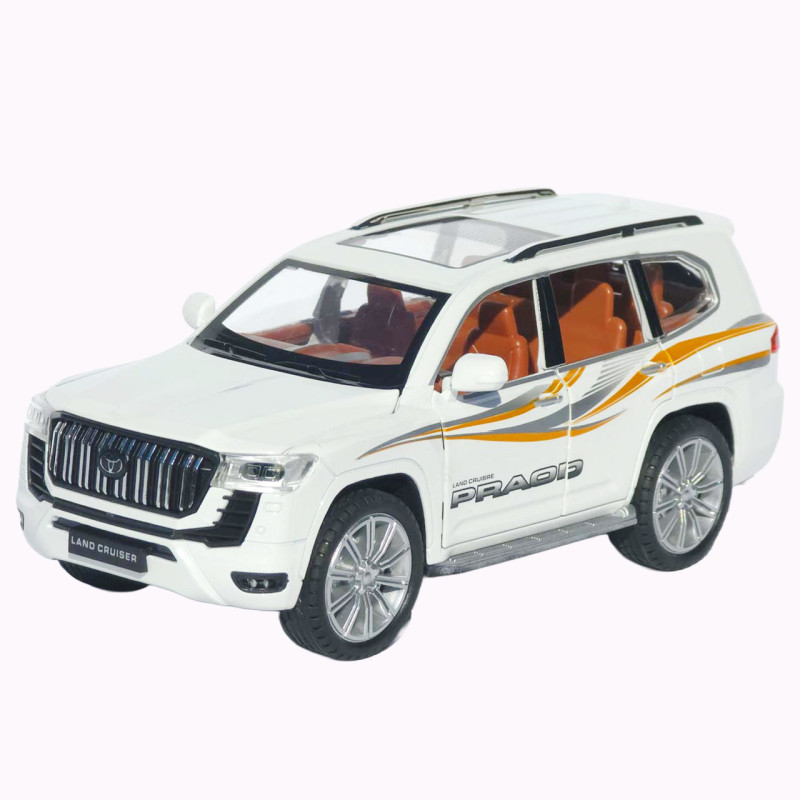 Машинка метал Toyota Land Cruiser Prado АвтоЕксперт біла 1:24 звук світло відкриваються двері капот багажник (1200-57)