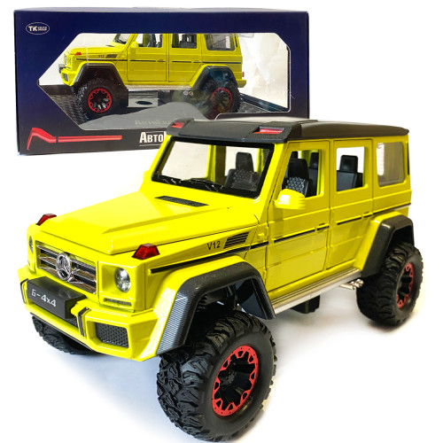 Машинка металева дитяча Mercedes G500 мерседес, жовтий, Автоексперт, 1:24, світло, інерція, відкриваються двері, багажник, капот, 20*10*11см (GT - 09002)