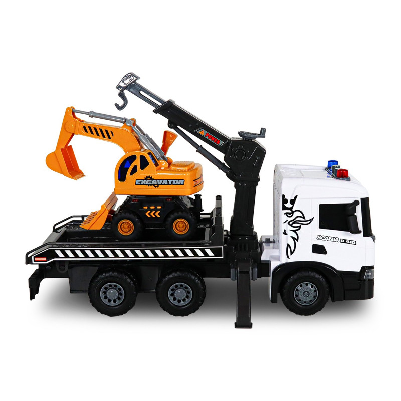 Автокран Scania Scania с экскаватором, Super Big Truck, TechnoDrive, свет, звук 52х19х26см (5004KS)