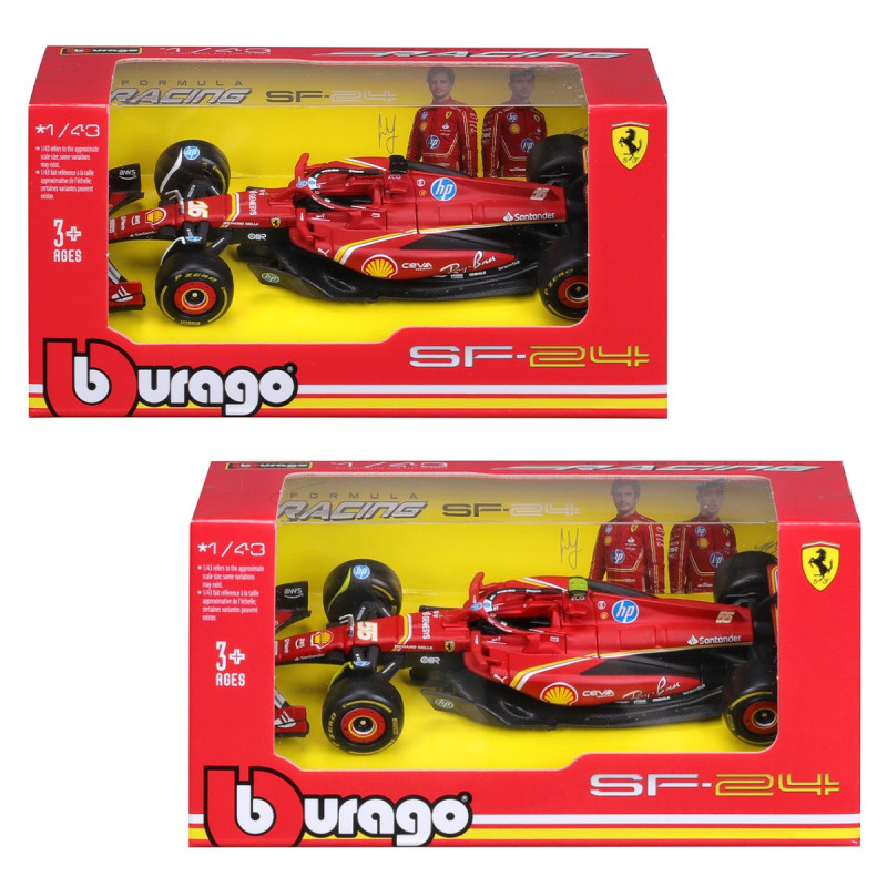 Машинка металева Ferrari Racing SF-24 Bburago, 1:43, Фераррі Рейсінг SF-24 Ббураго, 13*5*3 см (18-36844)