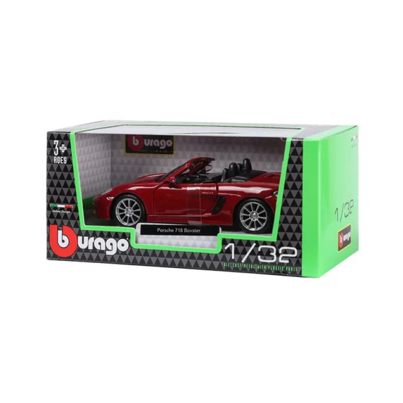 Машинка металева Porsche 718 Boxster Bburago 1:32 Порше відкр двері червоний 13*4*6 см (18-43049)