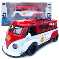 Машинка метал Volkswagen Type 2 VW кемпінг Bus біло-червона Фольксваген 1:32 відкр двері баг звук світло 14,5*6,6*5,5см (TK-51146)