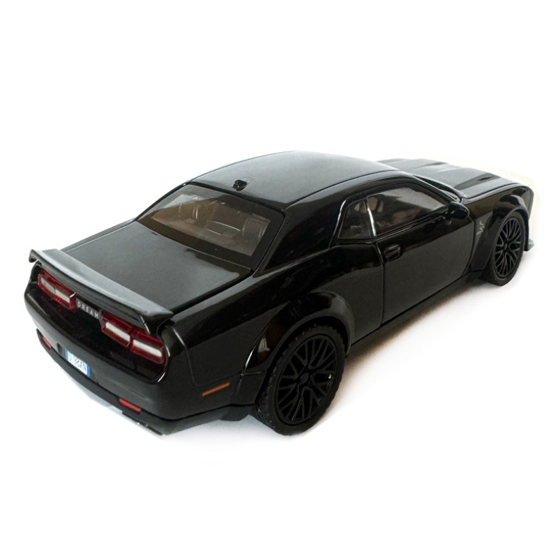 Машинка металева Dodge Challenger SRT Додж чорний звук світло відкр двері багажник капот Автосвіт 1:32, 16*7*5 см (AP-1992)