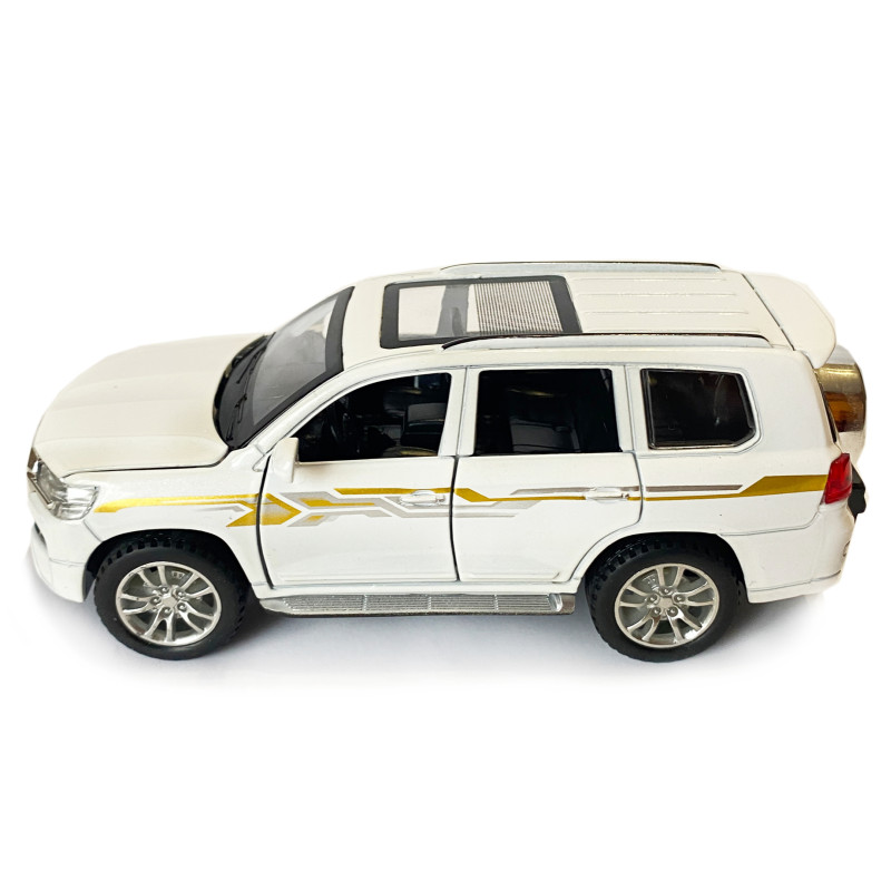 Машинка металева дитяча Toyota Land Cruiser Prado CZ10, тойота прадо, біла, Автоексперт, 1:32, звук, світло, інерція, відкриваються двері багажник капот, 16*5*6см. (GT-06320)