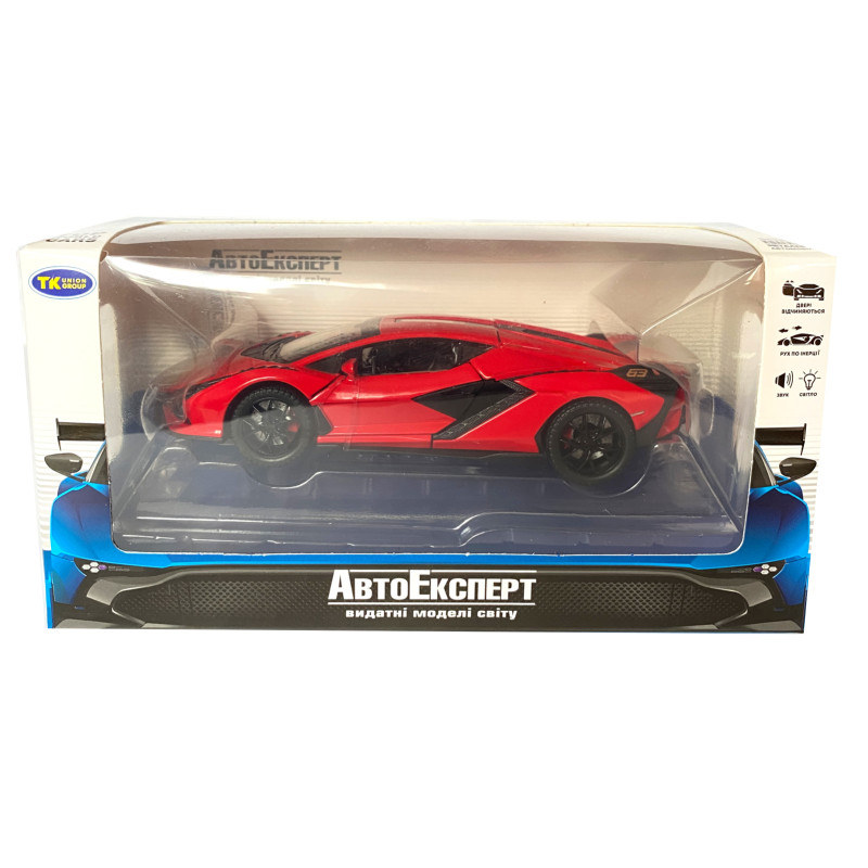 Іграшкова машинка металева Lamborghini Sian, Ламборгіні сіан, червоний, звук, світло, інерція, відкр двері, багажник, капот, Автоексперт, 1:32,15,5*7*5см (ТК-10517)