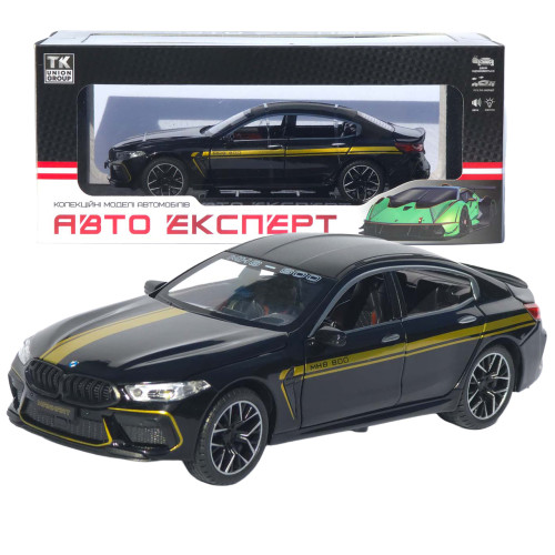 Машинка металева BMW M8 Gran Coupe АвтоЕксперт чорна 1:24 звук світло відкр двері капот багажник (1340-03)