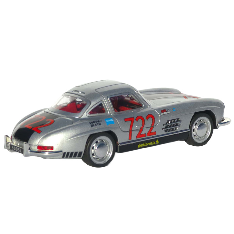 Машинка металлическая Mercedes-Benz 300 SL (W198) серебристый свет звук откр дверь капот багаж 15,5*5,5*4,5 см (TK-10447)