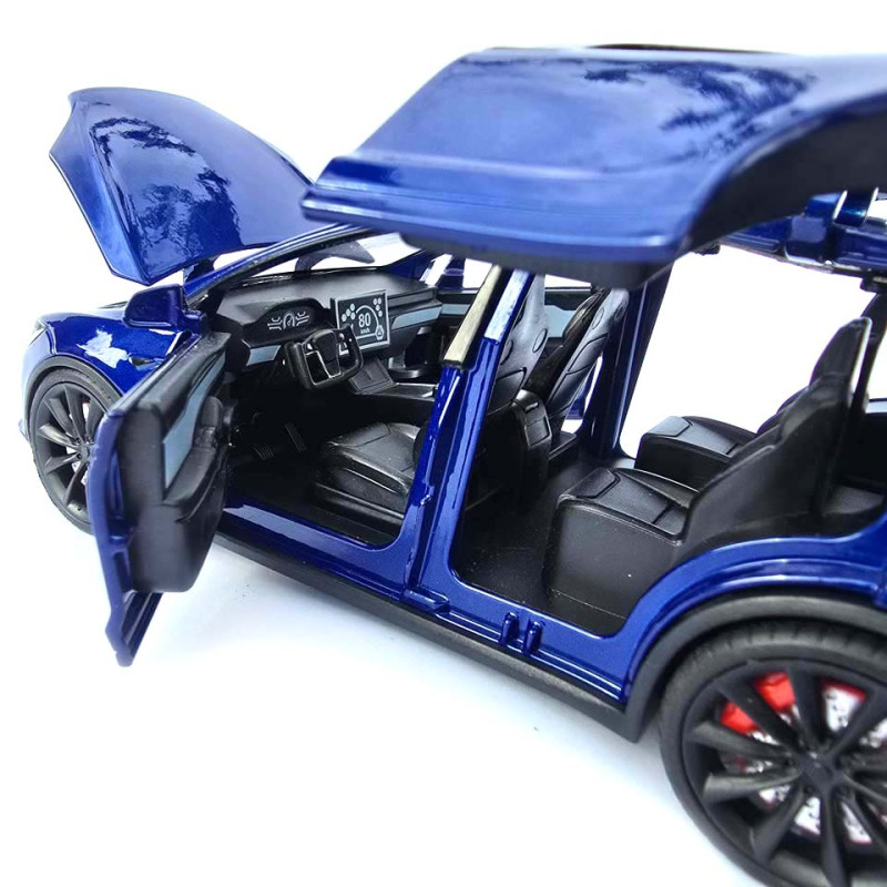 Машинка метал Tesla model X електрокар синя Тесла 1:24 відкр двері баг капот звук світло 17,5*7,5*5,5см (EL 97188)