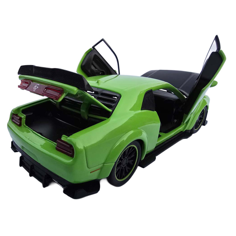 Машинка металева Dodge Challenger SRT Hellcat Додж 1:32 зелений світло звук 16*7*4,5см (23622)