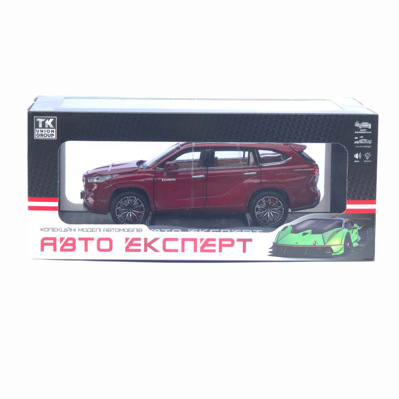Машинка металл Toyota Highlander АвтоЭксперт бордовая 1:24 свет звук откр двери капот багажник (1980-08)