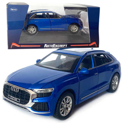Машинка металева дитяча Audi Q8, Ауді, синя, 1:32, Автоексперт, звук,світло,інерція, відкр двері,багажник,капот, 16*6*5 (GT-08198)