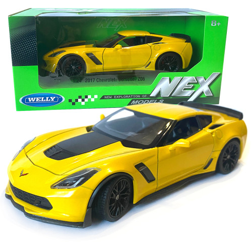 Іграшкова машинка металева WELLY 1:24 CHEVROLET COREVETTE Z06, жовтий, 19*8*5,5 см(24085W)