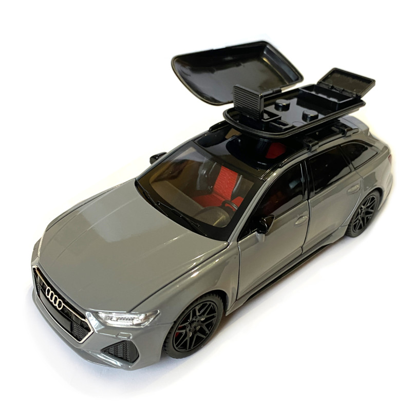 Машинка металева Audi RS6 ауді сіра 1:24 світло інерція відкриваються двері багажник капот багажник резина колеса 21*8*8см (AP-2070)