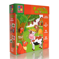 Настільна розвиваюча гра в асоціації "У лісі та на фермі" Vladi Toys, 32 картки, 2 фішки, укр (VT1804-46)