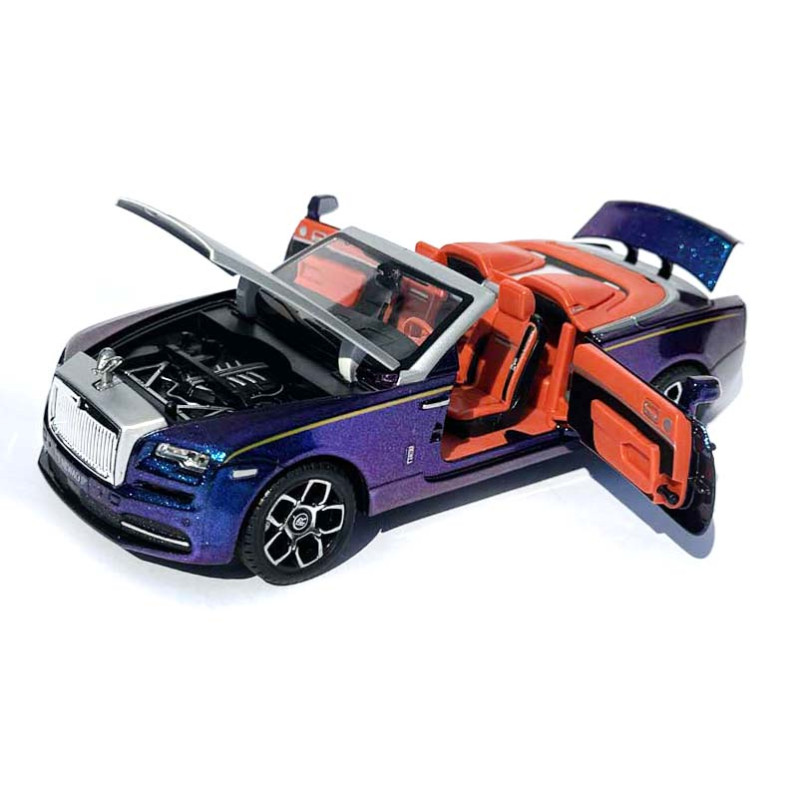 Машинка метал Rolls-Royce Dawn Spofec Ролс Ройс кабріолет синій 1:24 відкр двері баг капот звук світло 22*6,5*8см (AP-2013)