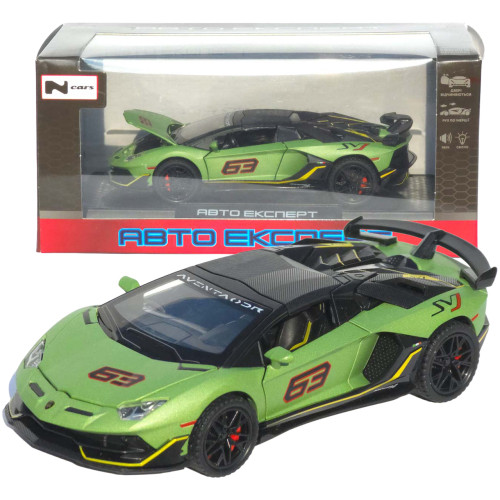 Машинка метал Lamborghini Aventador SVJ АвтоЕксперт зелена 1:32 звук світло 15,5*7*3,8 см (LF-66519)