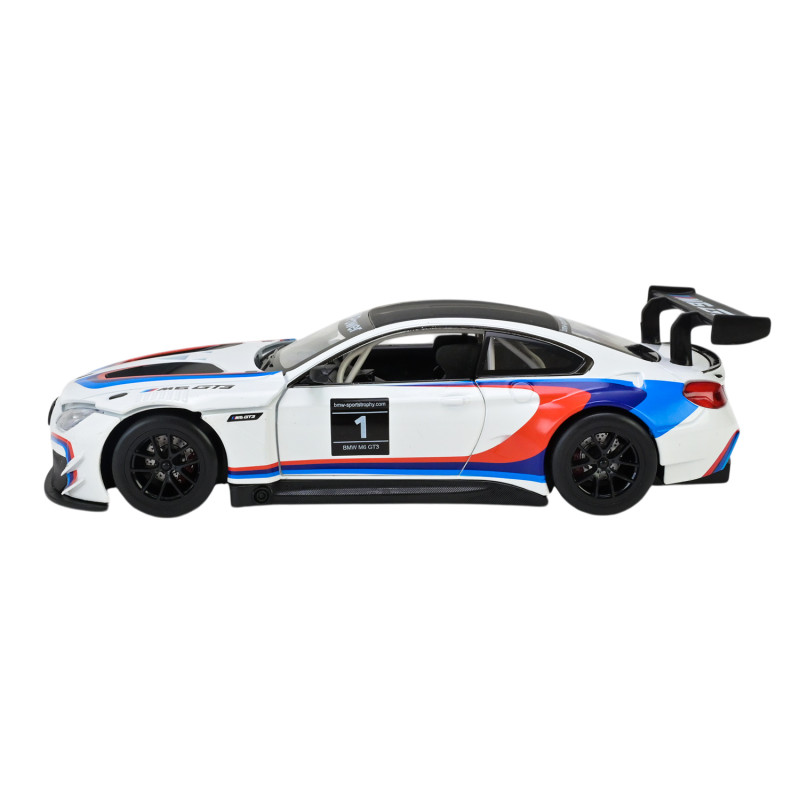 Машинка металева BMW M6 GT3 біла 1:24 світло звук відкр двері капот 20,5*8,5*5,5 см (68255B(A))