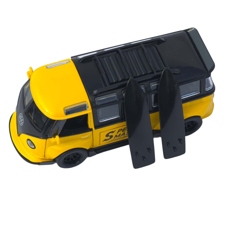 Машинка метал Volkswagen Type 2 (T1) жовта 1:32 світло звук інерція відч двері 2 дошки (TK-19102)