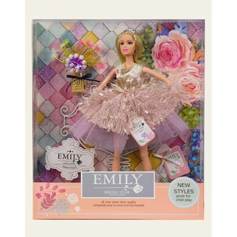 Лялька "Emily" QJ077A/QJ077B з букетом та аксесуарами, в кор.33*28*6см