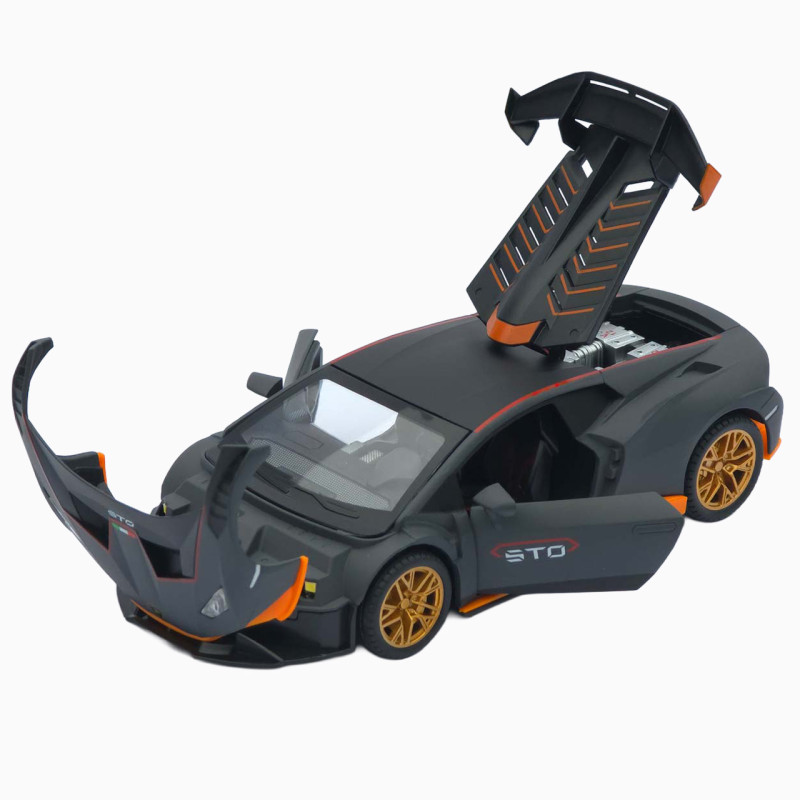Машинка метал Lamborghini Huracan STO чорна 1:24 звук світло відчин двері капот багажник (2511-98)