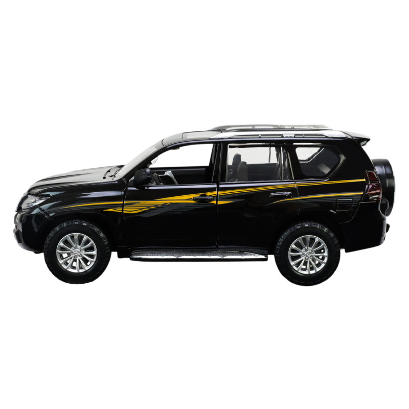 Іграшкова машинка металева Toyota Land Cruiser Prado Автопром Тойота джип 1:24, чорна, 20*7*8 см, (68270)
